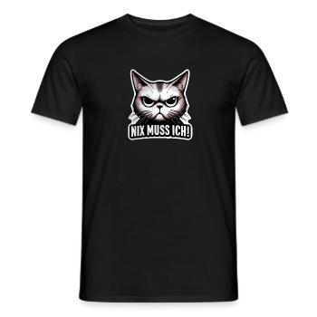 Nix Muss Ich: Grimmige Katze Design - Männer T-Shirt - Schwarz - Vorne - AI Model Male 178 light (178cm)