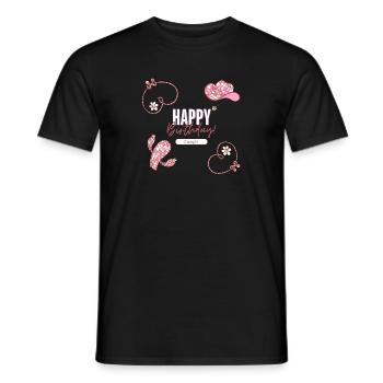 Pink Cute Rodeo Cowboy girl Happy Birthday - Men's T-Shirt - black - Front - AI Model Male 178 light (178cm)