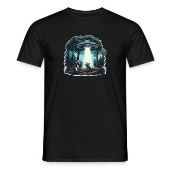 Raccoons and aliens - Men's T-Shirt - black - Front - AI Model Male 178 light (178cm)