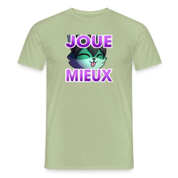 Joue Mieux - T-shirt homme - vert sauge - Devant - AI Model Male 178 light (178cm)