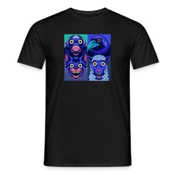 Pop Art Corbeau Mouton Chat Taupe Halloween Animaux - T-shirt homme - noir - Devant - AI Model Male 178 light (178cm)