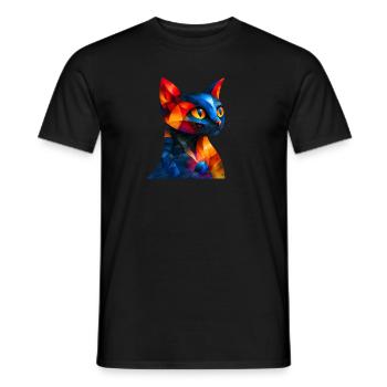 Chat coloré - T-shirt homme - noir - Devant - AI Model Male 178 light (178cm)
