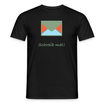 Briefumschlag mit den Schriftzug schreib mal! - Männer T-Shirt - Schwarz - Vorne - AI Model Male 178 light (178cm)