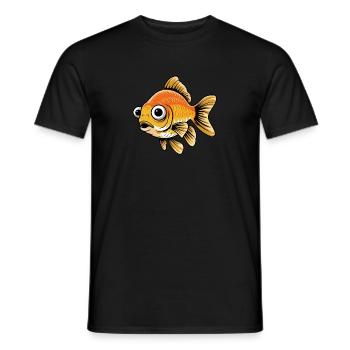 Illustration de poisson rouge excentrique - Amusant et fantaisiste F - T-shirt homme - noir - Devant - AI Model Male 178 light (178cm)