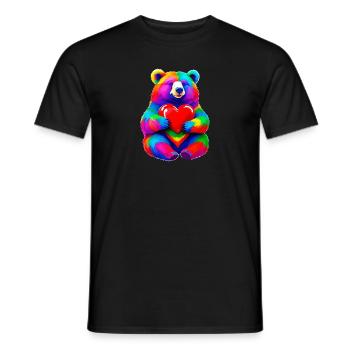 Rainbow Bear with Heart Colorful - Men's T-Shirt - black - Front - AI Model Male 178 light (178cm)