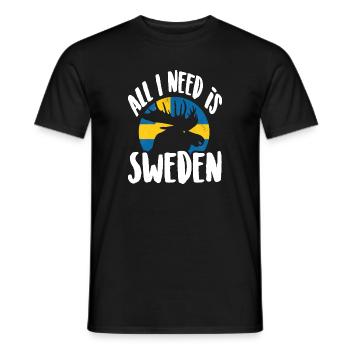 Tout ce dont j’ai besoin, c’est de la Suède - T-shirt homme - noir - Devant - AI Model Male 178 light (178cm)