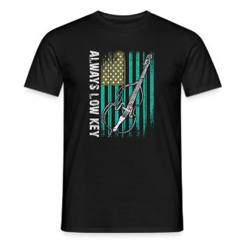 Plus de contrebasse basse avec drapeau américain - T-shirt homme - noir - Devant - AI Model Male 178 light (178cm)