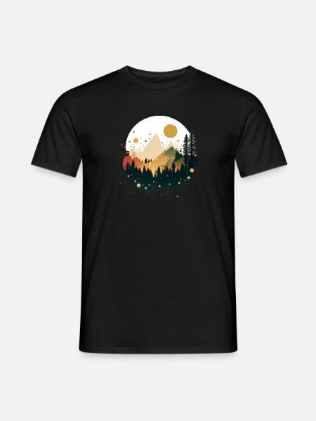 montagne, mer, soleil, nature, randonnée, plage, forêt - T-shirt homme - noir