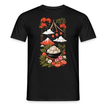 Japanese Festival & Onigiri Art Design - Men's T-Shirt - black - Front - AI Model Male 178 light (178cm)
