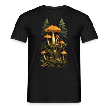 Retro Chanterelles Mushroom Picker Dream Mushroom Design - Men's T-Shirt - black - Front - AI Model Male 178 light (178cm)
