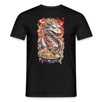 Anime Drache & Ramen Nudel Suppen Magie - Männer T-Shirt - Schwarz - Vorne - AI Model Male 178 light (178cm)