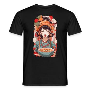 Ramen Retro Popart Japan Ästhetik Design - Männer T-Shirt - Schwarz - Vorne - AI Model Male 178 light (178cm)