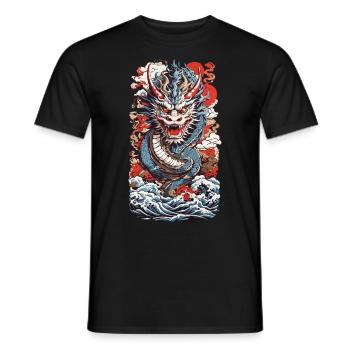 Chinesischer Drache Asiatischer Streetwear Stil - Männer T-Shirt - Schwarz - Vorne - AI Model Male 178 light (178cm)