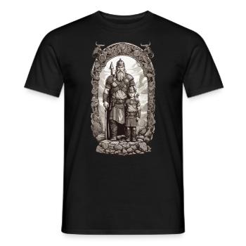 Viking père & fils guerrier fête des pères Design - T-shirt homme - noir - Devant - AI Model Male 178 light (178cm)