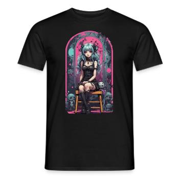 Pastel Goth Anime Kawaii E-Girl Style urbain - T-shirt homme - noir - Devant - AI Model Male 178 light (178cm)