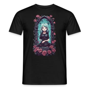 Kawaii Goth Anime Girl Victorian Magical - Men's T-Shirt - black - Front - AI Model Male 178 light (178cm)
