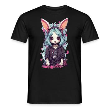 Gothic Bunny eGirl Anime Kemonomimi Design - Men's T-Shirt - black - Front - AI Model Male 178 light (178cm)