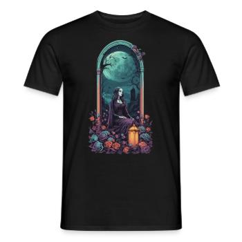 Gothic Full Moon Cemetery Night Pastel Design - Men's T-Shirt - black - Front - AI Model Male 178 light (178cm)