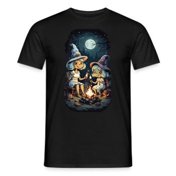 Lustige Hexen Lagerfeuer Halloween Kinder - Männer T-Shirt - Schwarz - Vorne - AI Model Male 178 light (178cm)