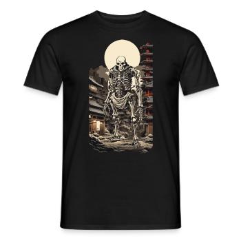 Dystopisches Yokai Skelett Ukiyo-E Manga Stil - Männer T-Shirt - Schwarz - Vorne - AI Model Male 178 light (178cm)