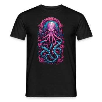 Kraken Gothic Occult Pastel Streetwear - Men's T-Shirt - black - Front - AI Model Male 178 light (178cm)