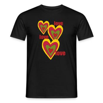 hearts love love love love - Men's T-Shirt - black - Front - AI Model Male 178 light (178cm)