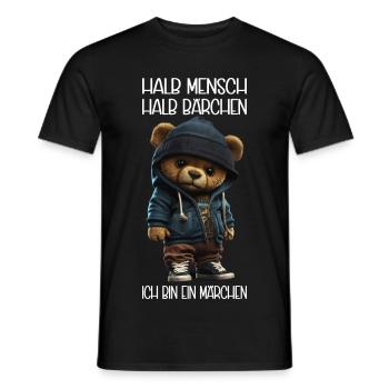 Streetwear Bär Bärchen halb Mensch... Sarkasmus - Männer T-Shirt - Schwarz - Vorne - AI Model Male 178 light (178cm)