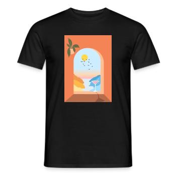 Blick aus dem Fenster im Urlaub - Männer T-Shirt - Schwarz - Vorne - AI Model Male 178 light (178cm)