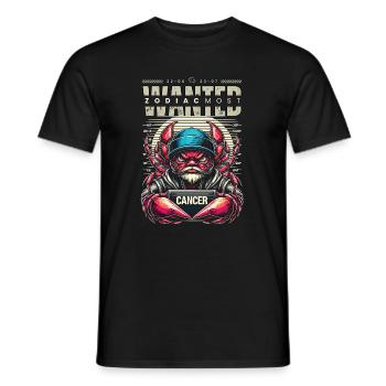 Cancer Zodiac Sign: Most Wanted Zodiac Sign Cancer - Men's T-Shirt - black - Front - AI Model Male 178 light (178cm)