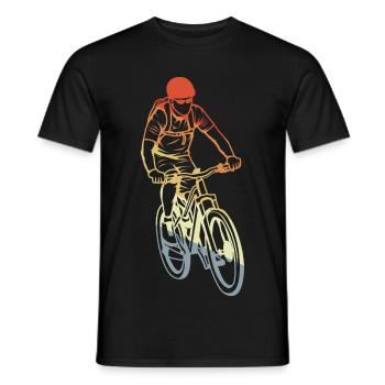 Vintage Mountain Biker Drawing - Men's T-Shirt - black - Front - AI Model Male 178 light (178cm)