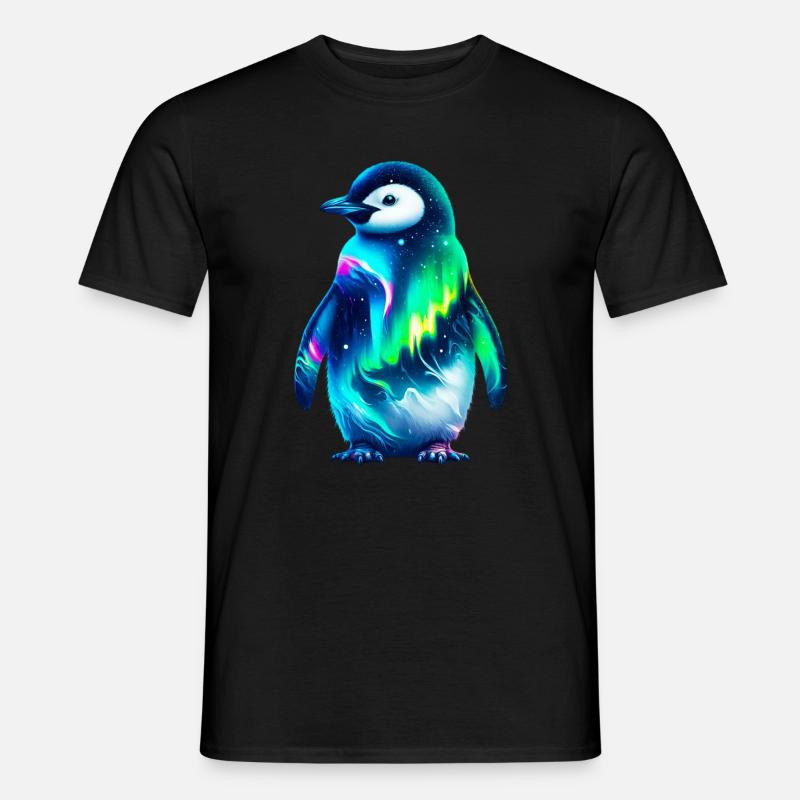 Aurora Borealis Pinguin - Männer T-Shirt - Schwarz