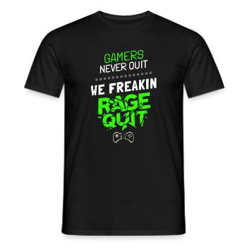 Gamers Never Quit - Gaming Meme Spruch - Männer T-Shirt - Schwarz - Vorne - AI Model Male 178 light (178cm)