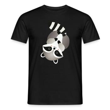 Cheerful raccoon in a playful pose - Men's T-Shirt - black - Front - AI Model Male 178 light (178cm)