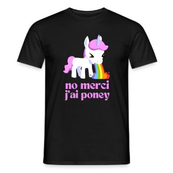 Non merci j'ai poney - T-shirt homme - noir - Devant - AI Model Male 178 light (178cm)