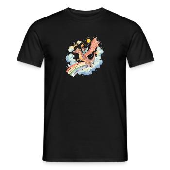 Girl with dragon and rainbow - Men's T-Shirt - black - Front - AI Model Male 178 light (178cm)