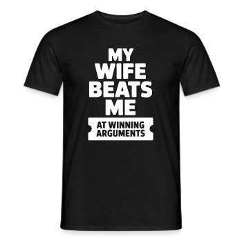 Ma femme me bat pour gagner les disputes - T-shirt homme - noir - Devant - AI Model Male 178 light (178cm)