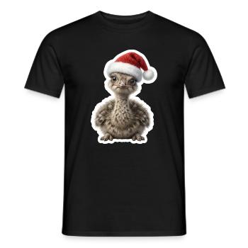 Poussins d’autruche confus en fièvre de Noël - T-shirt homme - noir - Devant - AI Model Male 178 light (178cm)