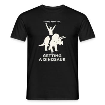 L’histoire se répète Drôle de Cavalier de Dinosaures - T-shirt homme - noir - Devant - AI Model Male 178 light (178cm)