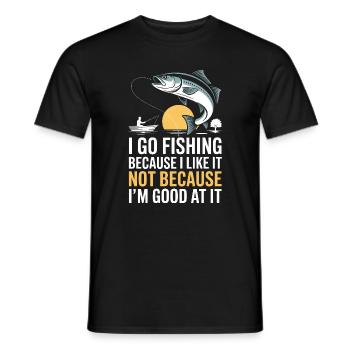 Ich gehe angeln, nicht weil ich gut bin - Männer T-Shirt - Schwarz - Vorne - AI Model Male 178 light (178cm)