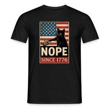 Non, depuis 1776, pas de roi en Amérique, chat. - T-shirt homme - noir - Devant - AI Model Male 178 light (178cm)