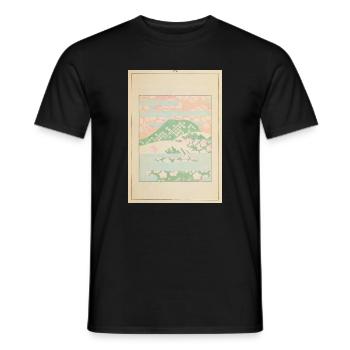Paysage montagneux pastel avec des fleurs - T-shirt homme - noir - Devant - AI Model Male 178 light (178cm)