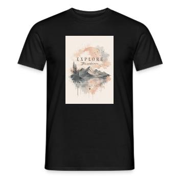 Explore the Unknown Mountain Landscape - Men's T-Shirt - black - Front - AI Model Male 178 light (178cm)