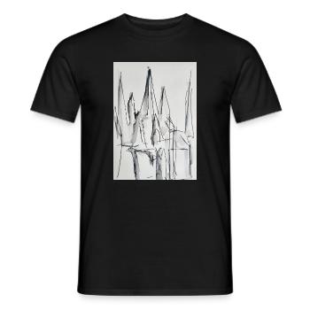 Silhouette de la ville en noir et blanc - T-shirt homme - noir - Devant - AI Model Male 178 light (178cm)