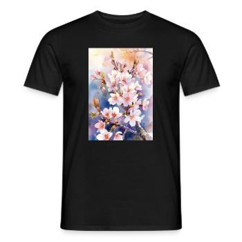 Aquarellfarben pastellfarbene Kirschblüten - Männer T-Shirt - Schwarz - Vorne - AI Model Male 178 light (178cm)