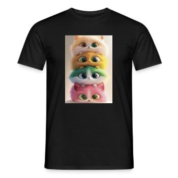 Stacked Rainbow Plush Cats - Men's T-Shirt - black - Front - AI Model Male 178 light (178cm)