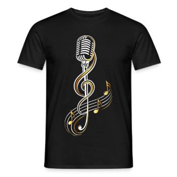 Microphone vintage avec clé de sol – Musique - T-shirt homme - noir - Devant - AI Model Male 178 light (178cm)