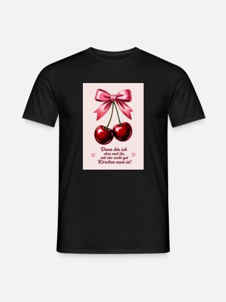 Kirschenzauber mit rosa Schleife - Männer T-Shirt - Schwarz