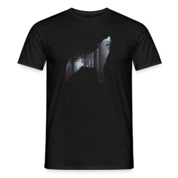 Wolf Wald - Männer T-Shirt - Schwarz - Vorne - AI Model Male 178 light (178cm)
