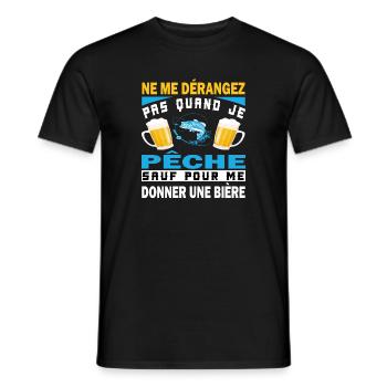 Fishing and beer gift humor - Men's T-Shirt - black - Front - AI Model Male 178 light (178cm)