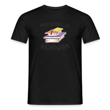 Professioneller Bücherwurm Geschenk für Leseratten - Männer T-Shirt - Schwarz - Vorne - AI Model Male 178 light (178cm)